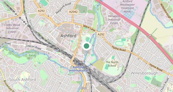 Map of the area around Ashford (Kent) driving test centre, TN23 1PL