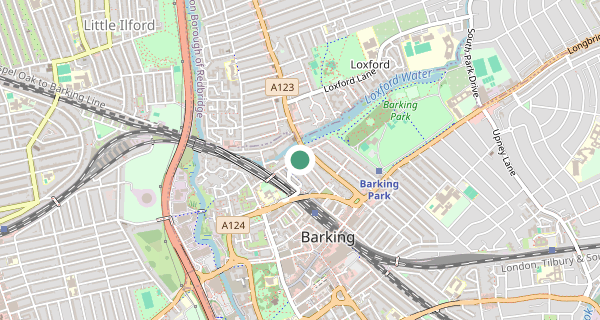 Map of the area around Barking (Tanner Street) driving test centre, IG11 8QF