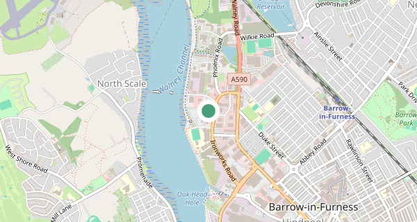 Map of the area around Barrow In Furness driving test centre, LA14 2PN