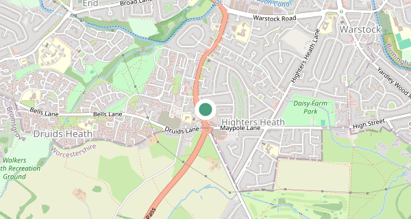 Map of the area around Birmingham (Kings Heath) driving test centre, B14 5JA