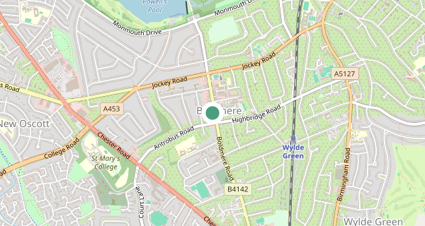 Map of the area around Birmingham (Sutton Coldfield) driving test centre, B73 5UB