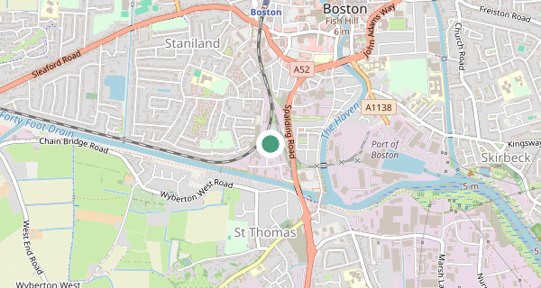 Map of the area around Boston driving test centre, PE21 8AL