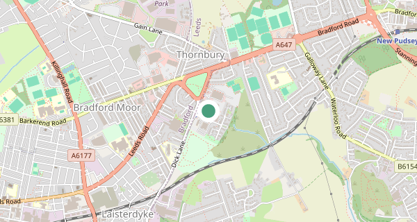 Map of the area around Bradford (Thornbury) driving test centre, BD3 7AY