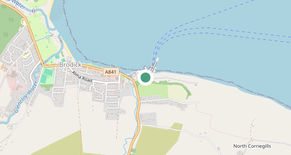Map of the area around Brodick (Isle of Arran) driving test centre, KA27 8AU