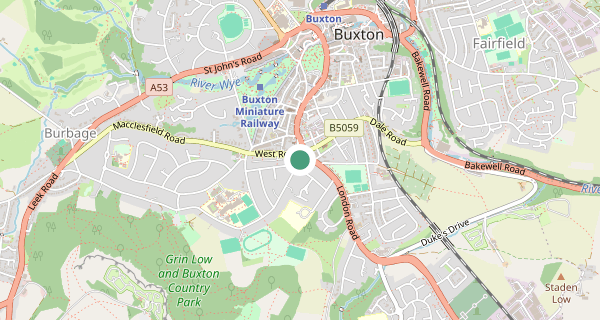 Map of the area around Buxton driving test centre, SK17 9DS