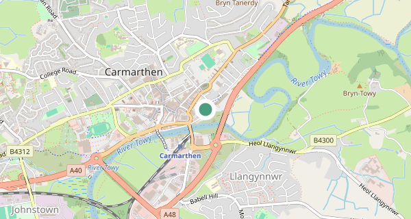 Map of the area around Carmarthen driving test centre, SA31 1LP