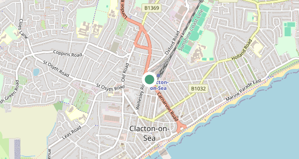 Map of the area around Clacton-on- Sea driving test centre, CO15 6QA