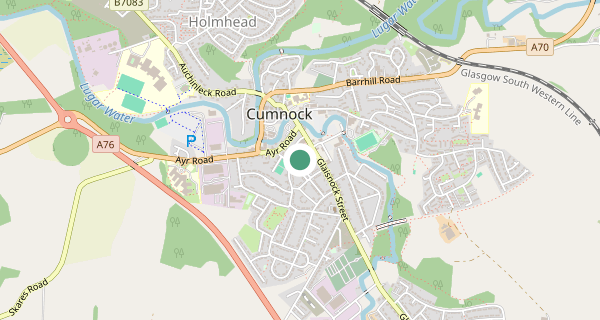 Map of the area around Cumnock driving test centre, KA18 1DX