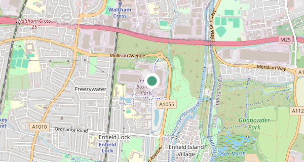 Map of the area around Enfield (Innova Business Park) driving test centre, EN3 7XY