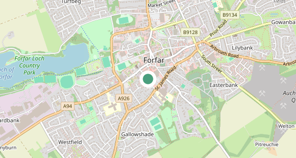Map of the area around Forfar driving test centre, DD8 2AE
