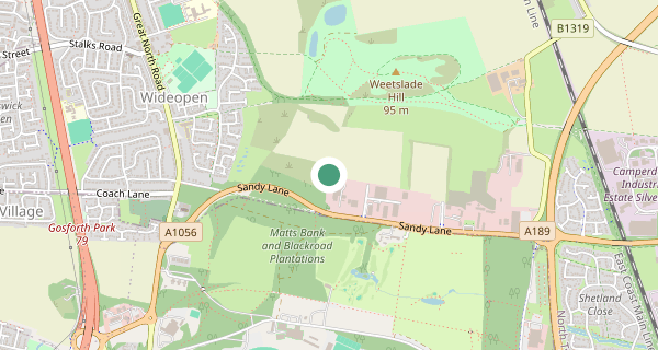 Map of the area around Gosforth driving test centre, NE3 5HB
