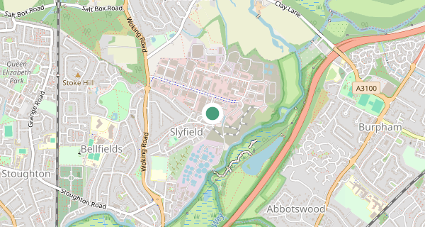 Map of the area around Guildford driving test centre, GU1 1SA