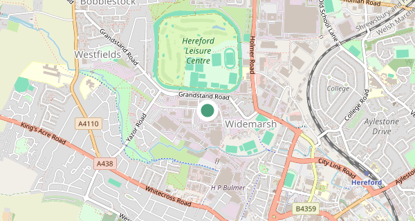 Map of the area around Hereford driving test centre, HR4 9NS