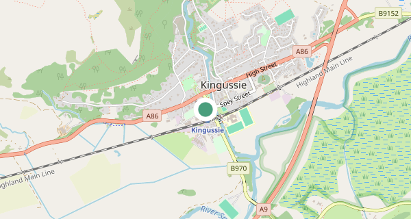 Map of the area around Kingussie driving test centre, PH21 1EN
