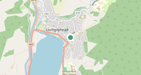 Map of the area around Lochgilphead driving test centre, PA31 8QX