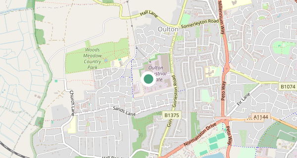 Map of the area around Lowestoft (Mobbs Way) driving test centre, NR32 3AL