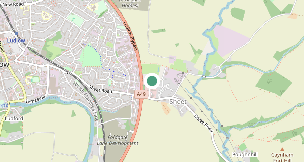 Map of the area around Ludlow driving test centre, SY8 1FD