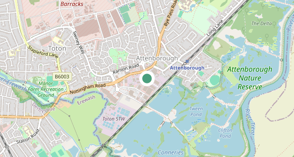 Map of the area around Nottingham (Chilwell) driving test centre, NG9 6DZ