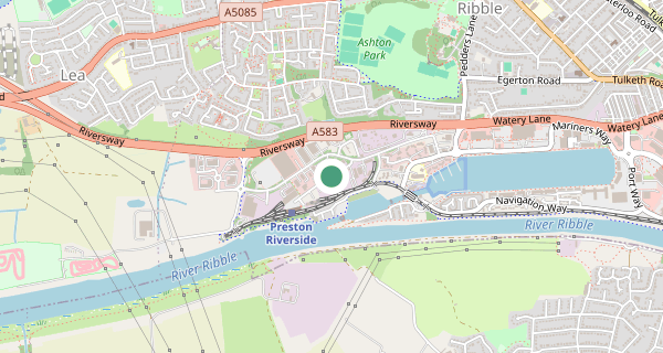Map of the area around Preston driving test centre, PR2 2PD