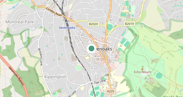 Map of the area around Sevenoaks driving test centre, TN13 1HJ