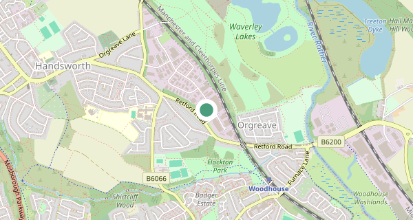 Map of the area around Sheffield (Handsworth) driving test centre, S13 9LT