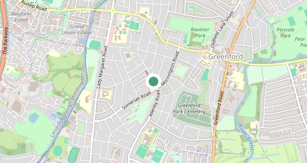 Map of the area around Southall (London) driving test centre, UB1 2HD