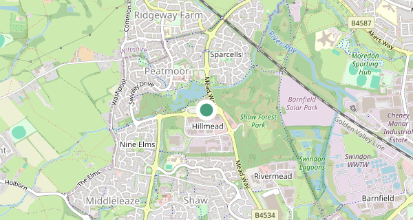 Map of the area around Swindon driving test centre, SN5 5BL