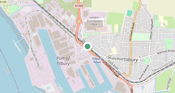 Map of the area around Tilbury driving test centre, RM18 7AE