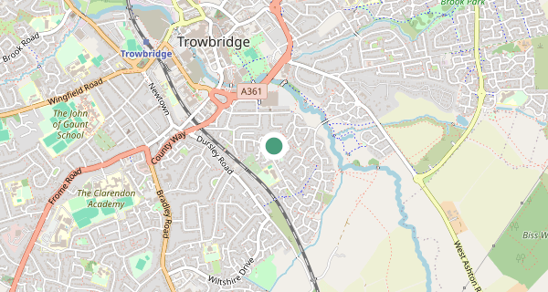 Map of the area around Trowbridge driving test centre, BA14 7DZ