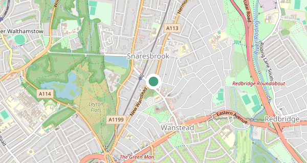 Map of the area around Wanstead (London) driving test centre, E11 2AW
