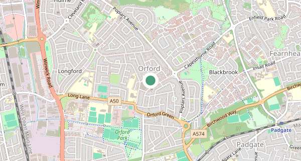 Map of the area around Warrington driving test centre, WA2 9EP